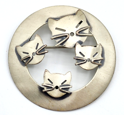 beau sterling cat pin