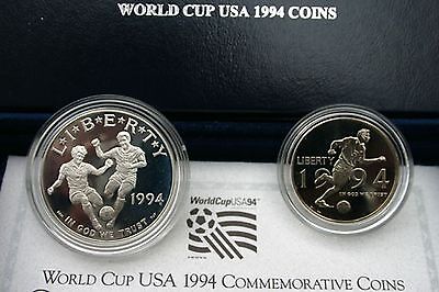 1994 World Cup Soccer Proof 2 Coin Set 90% Silver Dollar and 1994 World Cup Soccer Proof 2 Coin Set 90% Silver Dollar and
