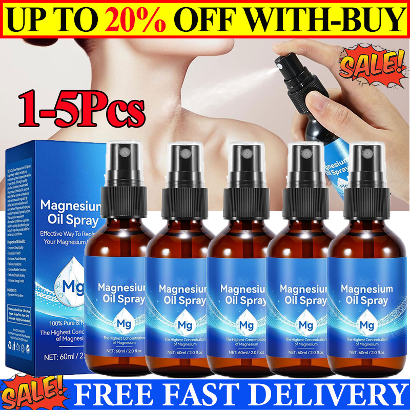 1-5X Spray de aceite de magnesio puro - Spray de aceite de magnesio 100 % puro y natural, sin OGM✔