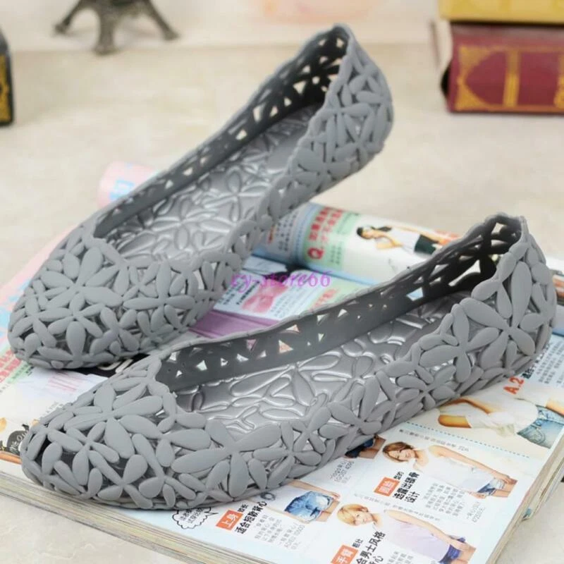 Mujeres Damas Jalea Hueca Sin Cordones Sandalias Planas Verano Punta Zapatos Talla Foto 3 de 4