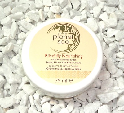 Avon BLISSFULLY NOURISHING Hand Ellenbogen und Fuß Creme Sheabutter 75ml Neu