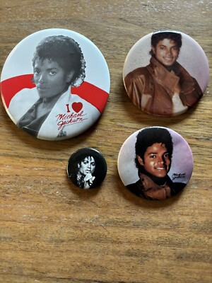 Michael Jackson ピンバッジ Michael Jackson Vintage Collection Of Buttons Pins - Set Of 4