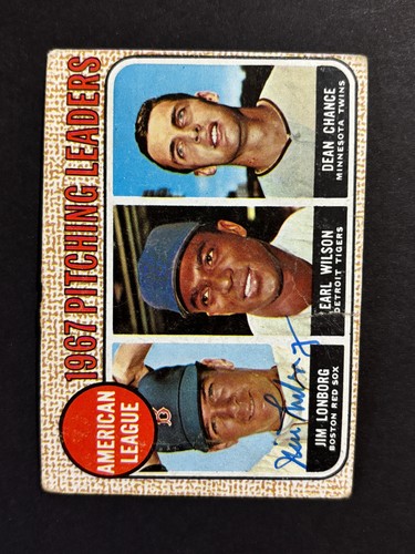Jim Lonborg Signed 1968 Topps 1967 Pitching Leaders Card #10 Auto Autograph