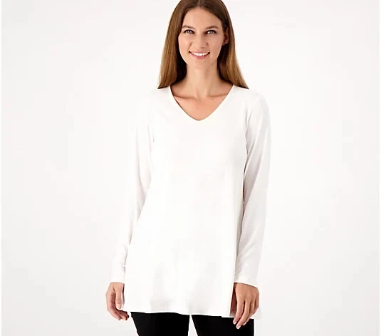 Susan Graver Modern Essentials Liquid Knit Tunic Vintage Ivory
