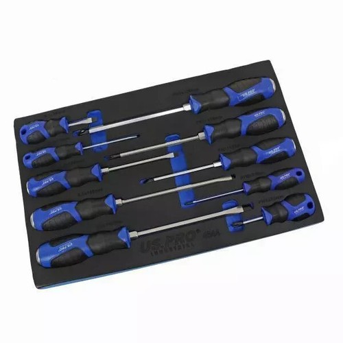 US PRO INDUSTRIAL 10pz Set cacciaviti premium cacciaviti a fessura e Phillips - Foto 2 di 6