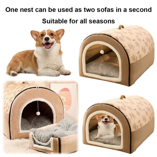 Soft Tent Dog House Dog Cave Shelter Washable Comfortable Dogs Cats Pet Supplies - Picture 4 of 9
