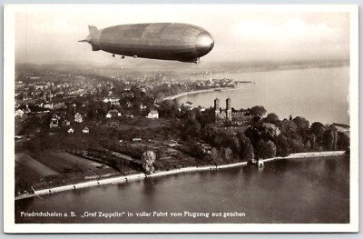 Friedrichshafen Graf Great Zeppelin Postcard Blimp Airship RPPC Fahrt Flugzeug