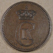 Denmark 1902 5 Ore Better Circulated Grade Coin