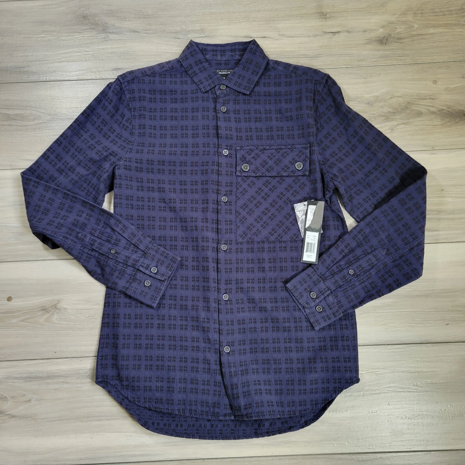 Marc By Marc Jacobs Shirt Men's XS Ink Blue Button Up Long Sleeve Cotton New