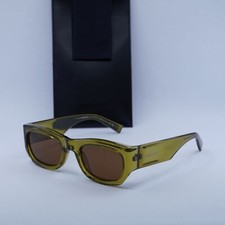 SAINT LAURENT SL713 004 Transparent Acid Green/Brown 53-22-145 Sunglasses New...