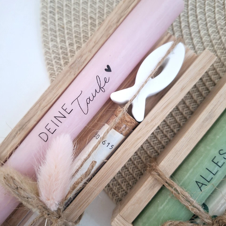 Taufe Geldgeschenk Taufgeschenk mit Fisch Reagenzglas Geschenkset Mädchen Jungen - Bild 2 von 4