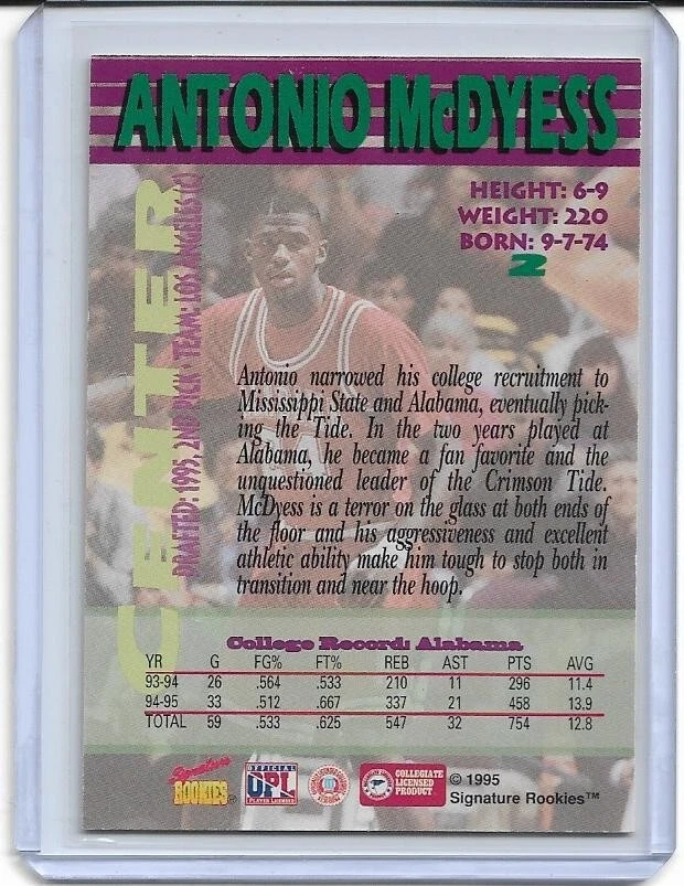 ANTONIO MCDYESS "ROOKIE" 1995 SIGNATURE ROOKIES AUTOBILIA 1 OF 13,000 #2 - Image 2 of 2