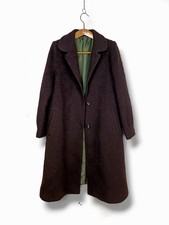 Mantel braun lang Wolle Vintage Bouclé Gr. M Long Coat Brown Wool Laine 