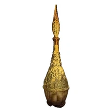 21" Empoli Amber Glass Fruit Basket Decanter Genie Bottle with Stopper MINT!!