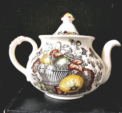 Mason s Ironstone 4-cup Teapot Fruit Basket Multicolor Brown England