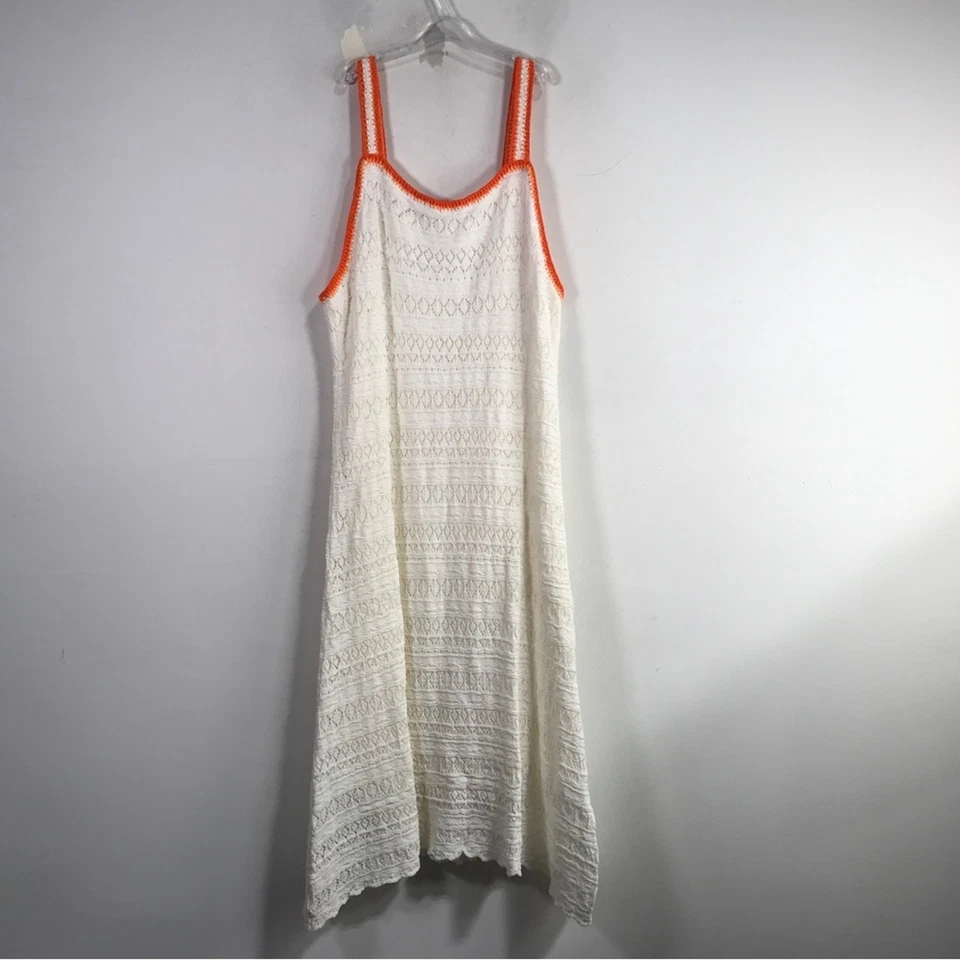 Vestido sin mangas Jessica Simpson tejido a ganchillo, para mujer talla XXL - blanco/naranja Foto 2 de 4