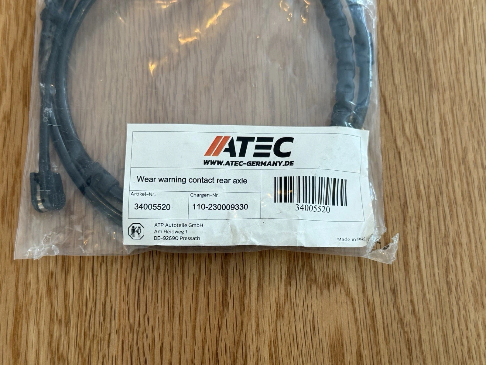 ATEC 34005520 – Wear Warning Contact Rear Axle Brake Pads - Brand New 3