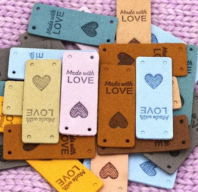 10 Stück Handmade Label Falzlabel Label  Etiketten Nähen DIY Handmade wit love  