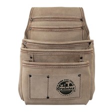 Graintex SS2193 7-Pocket Nail & Tool Pouch, Beige Suede Leather, Multi-Trade