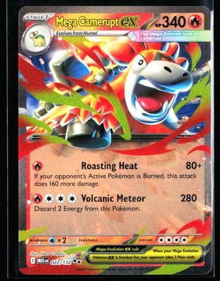 2025 Mega Evolution Mega Camerupt ex #22 Double Rare Holo Pokemon Card