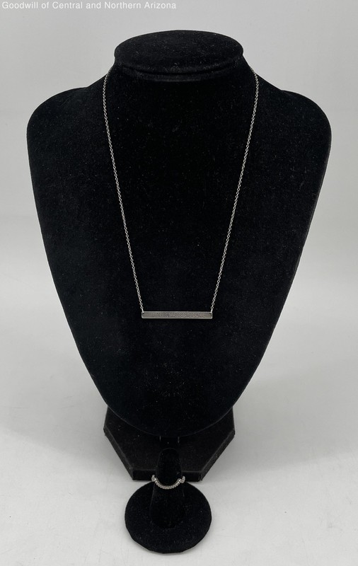 "Where Business Is Personal" 925 Sterling Silver CZ w/ Necklace, Ring 4.37g