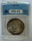 1881 - S ANACS MS63 Morgan Silver Dollar 1$