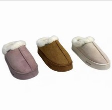 Women s Mule Slippers Suede Upper, Fur Lined, Slip-On, Solid nonslip