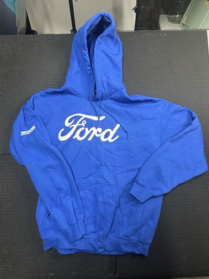 #ad Ford Hoodie Large Blue United Ford Parts Distribution Pullover Sweatshirt $22.91
