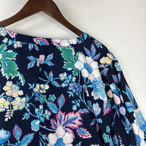 Catherines Womens Henley Button Blouse Size 3X Floral Print Colorful Y-Neck - Picture 12 of 14