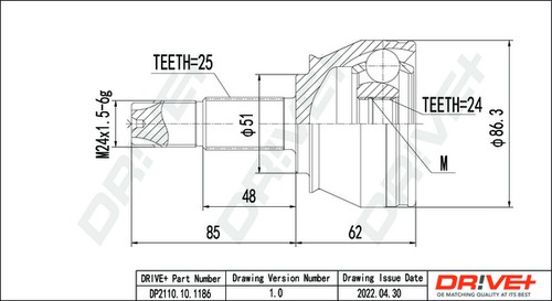 JOINT KIT DRIVE SHAFT DP2110.10.1186 FOR FIAT IDEA/Van FIORINO/MPV/Box STILO - Picture 2 of 8