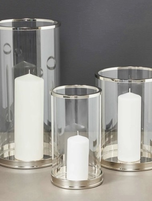 #ad NWT $795 Ralph Lauren Home Modern Hurricane Glass Brass Candle Holder Sz Medium $385.00