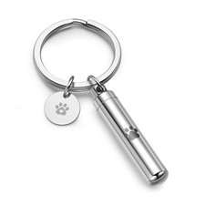Engraving Custom Pet Dog Paw Cylinder Cremation Urn Keychain Keepsake Memoria...