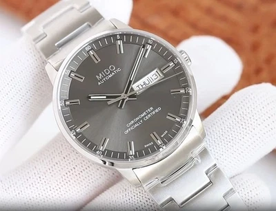 Mido Commander Chronometer Auto Grey Dial Steel Day-Date COSC 42mm NEW Full Set - Bild 1 von 4