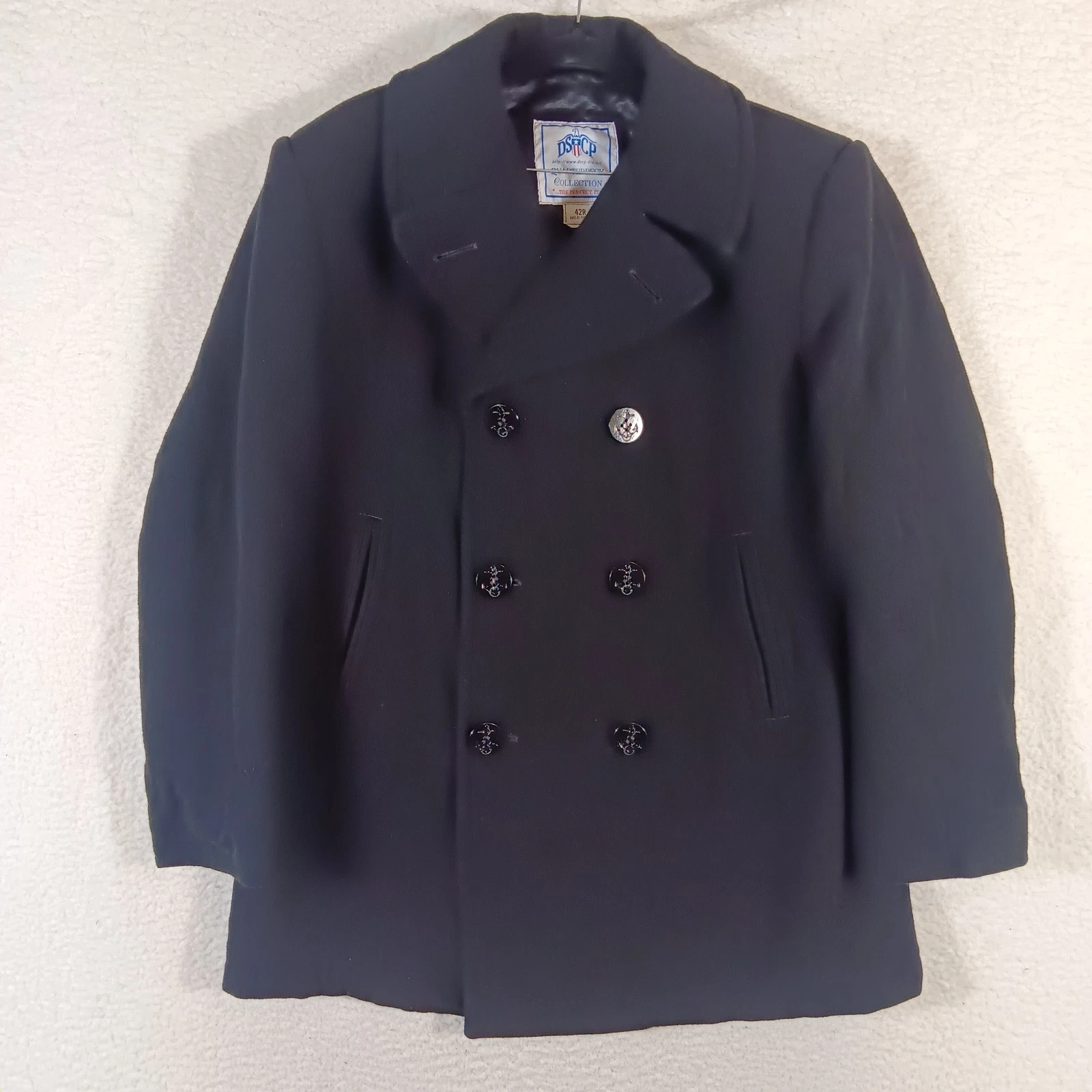 US Navy DSCP Quarterdeck Peacoat  Mens 42R Black 100% Wool Military  image 1