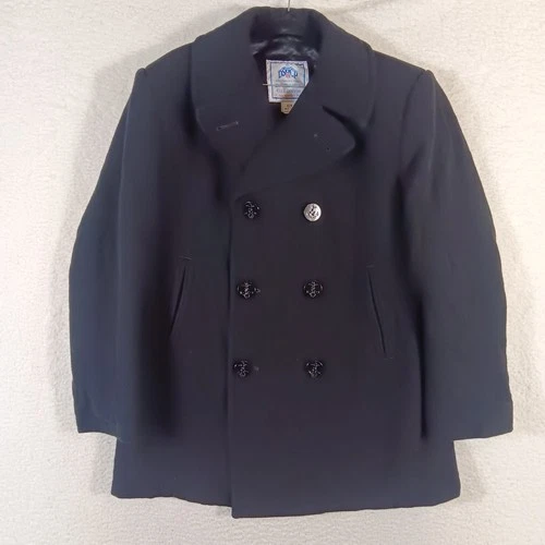 US Navy DSCP Quarterdeck Peacoat  Mens 42R Black 100% Wool Military  - product listing photo