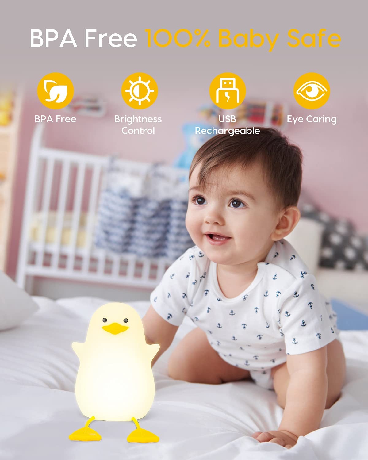 Veilleuse enfant canard LED silicone le cadeau de naissance idéal