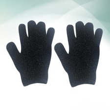 Black Reusable Bath Gloves 2Pcs Durable Exfoliating Scrubbing Gloves for Skin