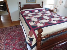 Hand Quilted SOUTHWEST-STYLE Ramie & Polyester PATCHWORK QUILT - 86" x 86"