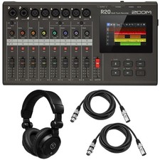 Zoom R20 Portable Multitrack Recorder, Bundle with TAPH100 Monitor Headphones an