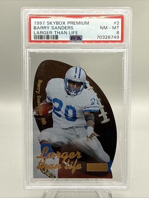 1997 Skybox Premium BARRY SANDERS Larger Than Life #2 PSA 8 - Detroit Lions