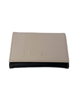 MARY QUANT Card Case, Leather, White, Solid Color, Women's