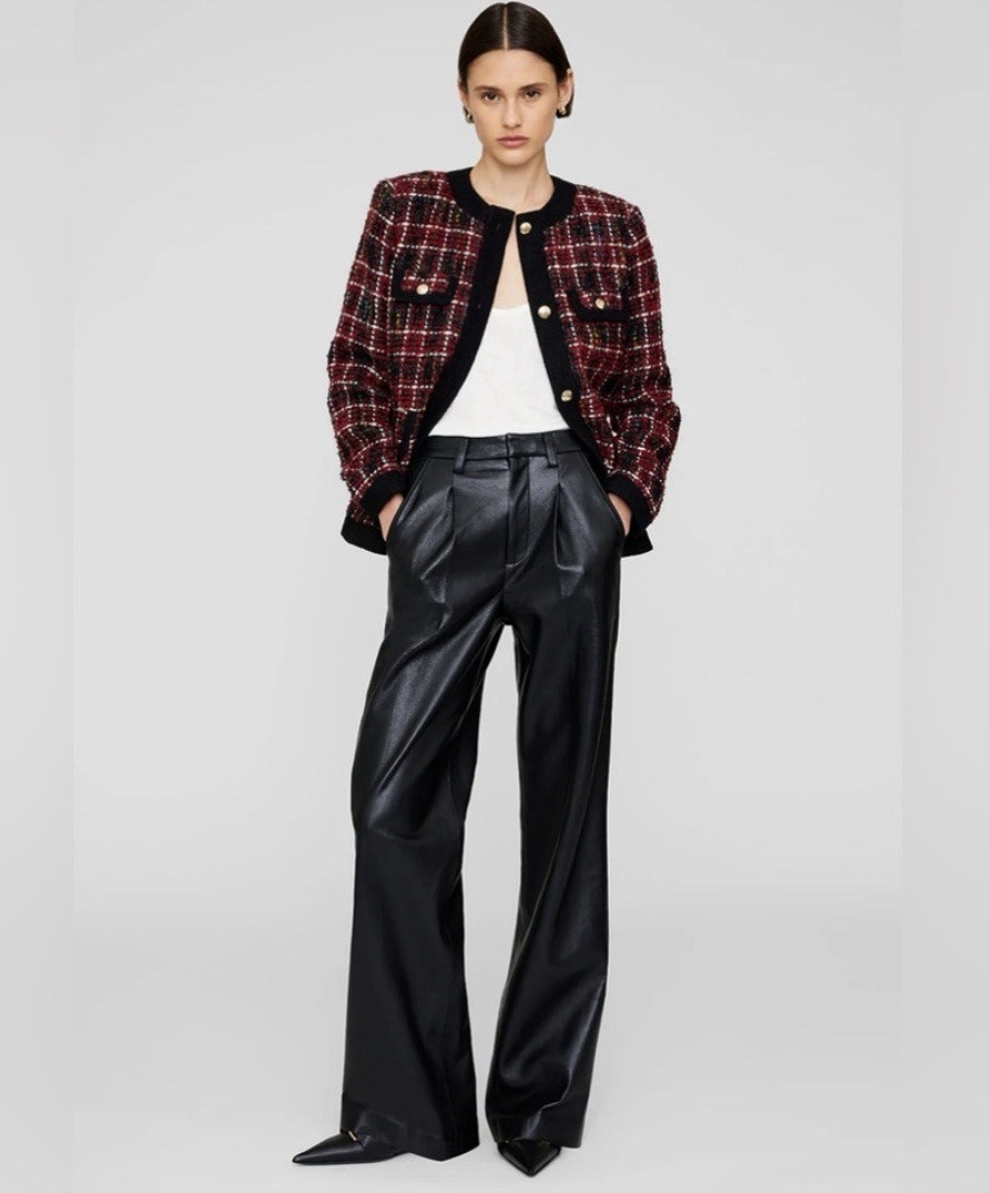 NWT Anine Bing Carmen Recycled Leather Pant in Black SZ 0 / 30