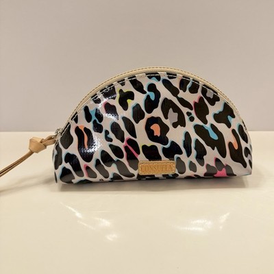 Consuela Medium Cosmetic Bag Coco Print Multi-Color Zip Up Coated Canvas