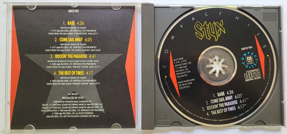 Styx - Compact Hits (CD, 1988) Babe - Bild 3 von 3