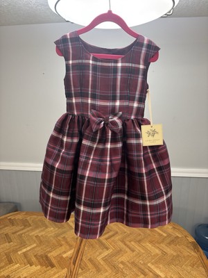 NWT Laura Ashley London Girls Size 4 Sleeveless Purple Plaid Set Occasion Dress