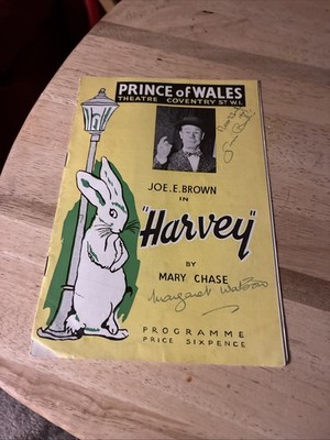 Joe E. Brown ''HARVEY'' Mary Chase / Pulitzer Prize 1949 London Cast Playbill
