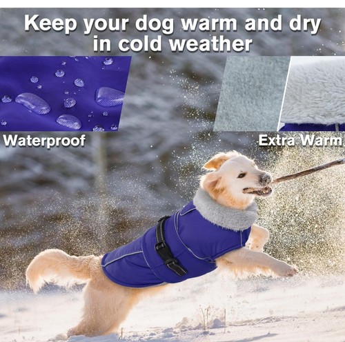 Warm Dog Coat Reflective Dog Fleece Vest Waterproof Dog Jacket Windproof Dog(L) - Picture 2 of 8