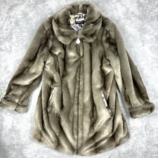 Madison Ave Women's XL Faux Fur Jacket Vegan Leather Trim by Dennis Brasso QVC
