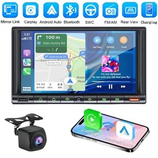 Double DIN Car Stereo Radio Bluetooth Touchscreen Head Unit Apple Carplay Navi