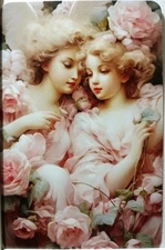 Swap cards Modern playing card back Angels amongst flowers